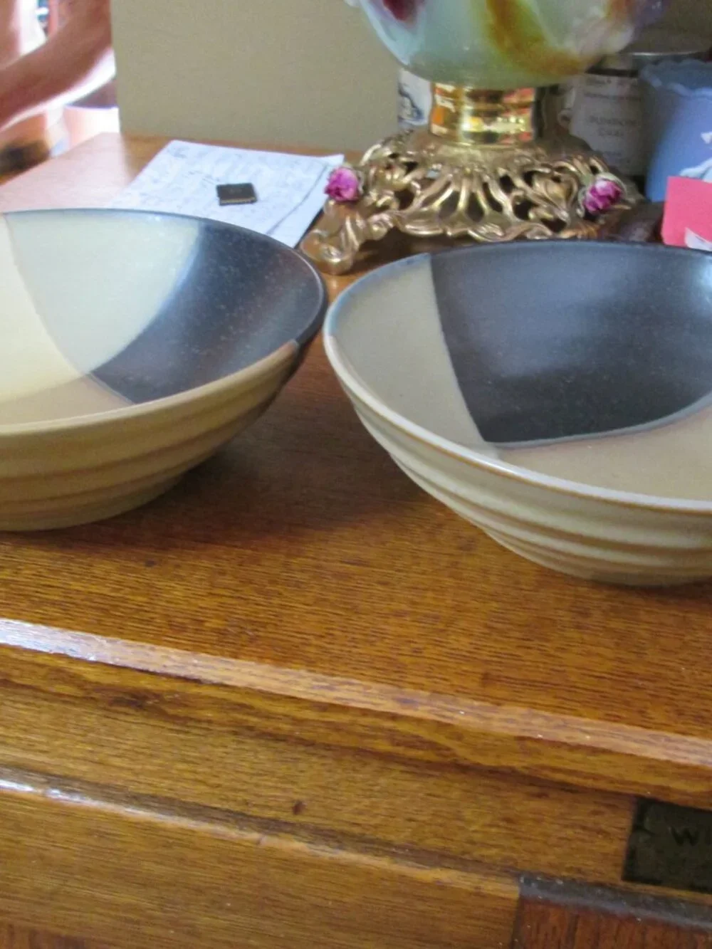 2 lot of Sango Gold dust black cereal soup salad bowls 8 in diam 3 1/2 H